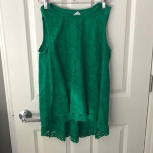 Green eyelet top